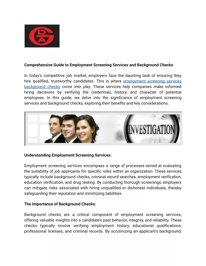 comprehensive guide to employment screening