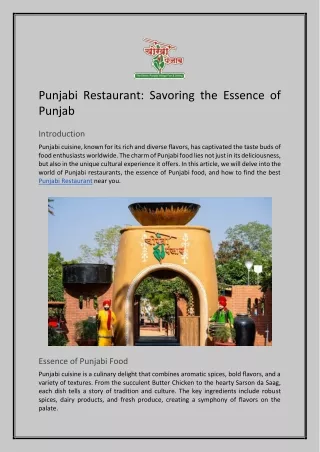 Punjabi Restaurant: Savoring the Essence of Punjab