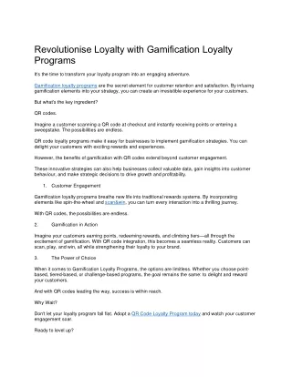 Revolutionise Loyalty with Gamification Loyalty Programs