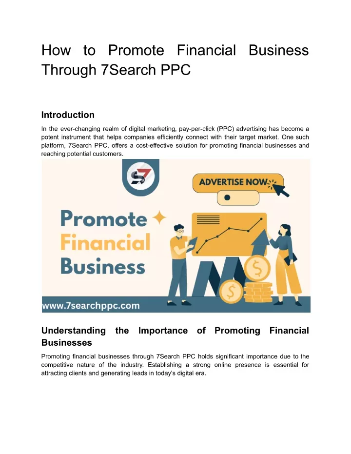 how to promote financial business through 7search