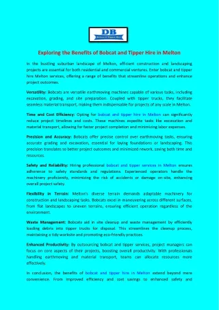 exploring the benefits of bobcat and tipper hire