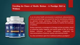 Unveiling the Future of Health: Biolean - A Paradigm Shift in Wellness
