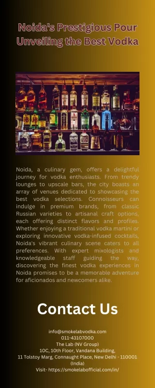 Noida's Prestigious Pour Unveiling the Best Vodka