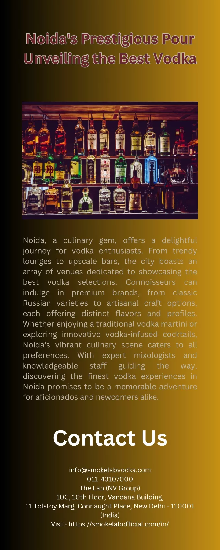 noida s prestigious pour unveiling the best vodka