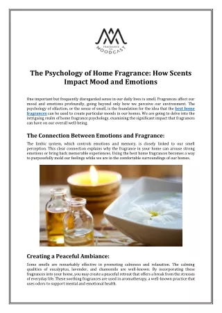 The Psychology of Home Fragrance: How Scents Impact Mood and Emotions