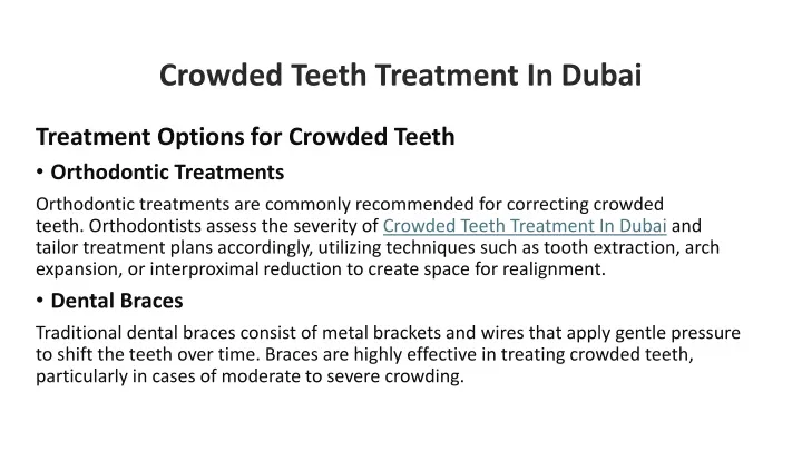 crowded teeth treatment in dubai