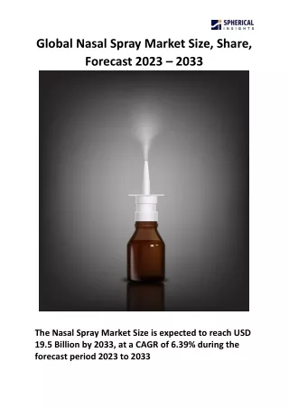 global nasal spray market size share forecast