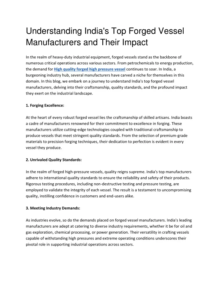 understanding india s top forged vessel