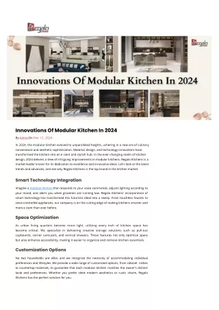 Innovations of Modular Kitchen in 2024
