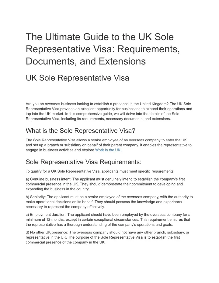 the ultimate guide to the uk sole representative