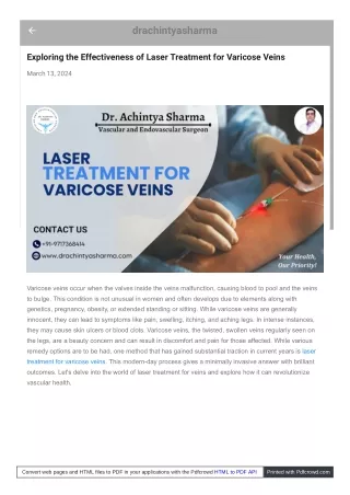 The Advantages of Laser Therapy for Varicose Veins: What You Need to Know