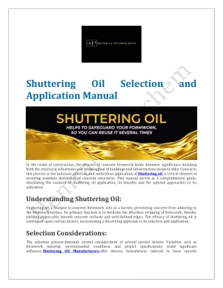 Shuttering Oil Selection and Application Manual | Hemraj Petrochem