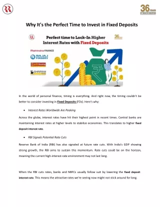 Why It's the Perfect Time to Invest in Fixed Deposits