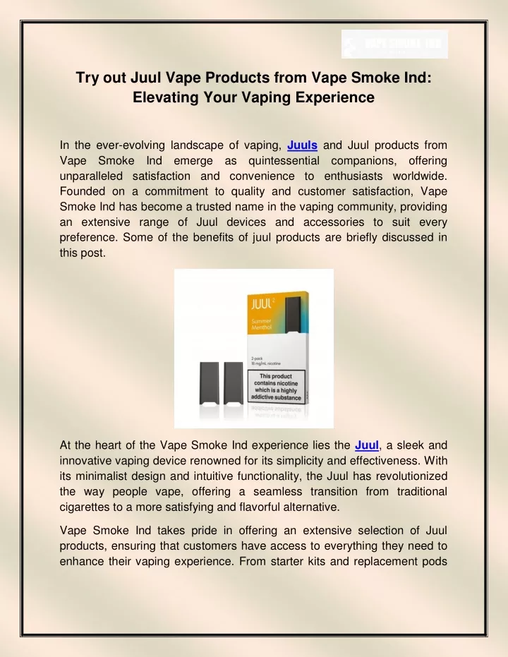 try out juul vape products from vape smoke