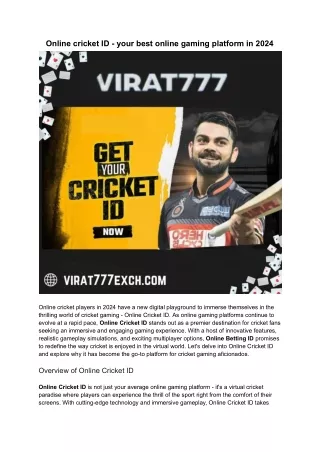 Online cricket ID - your best online gaming platform in 2024