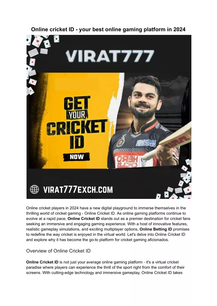 online cricket id your best online gaming