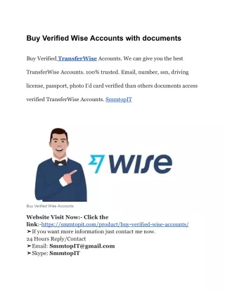 Buy Verified Wise Accounts with documents