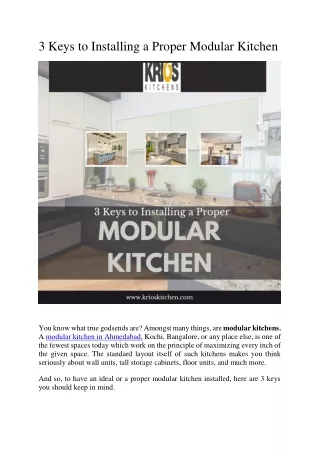 3 Keys to Installing a Proper Modular Kitchen