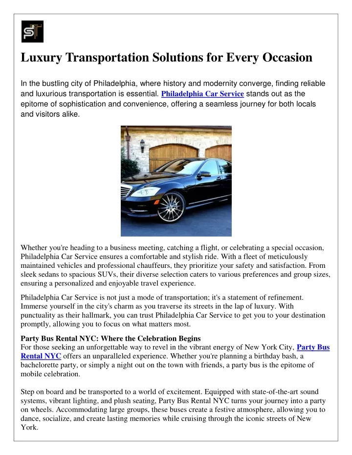 luxury transportation solutions for every occasion