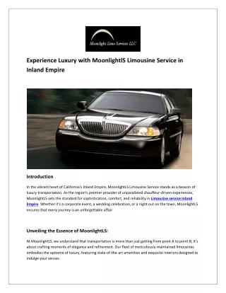 Experience Luxury with MoonlightlS Limousine Service in Inland Empire