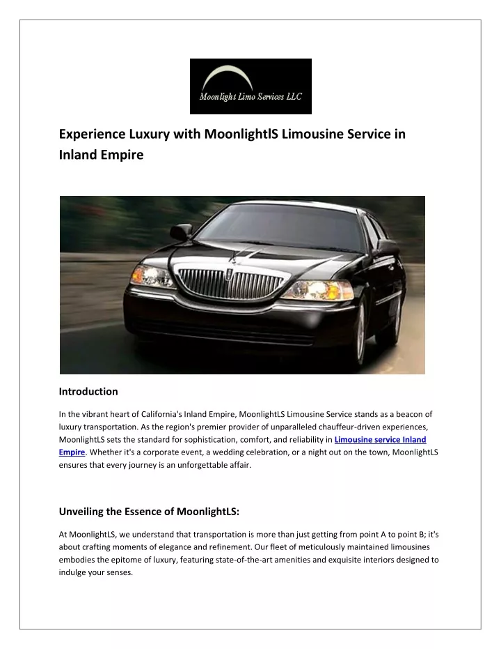 experience luxury with moonlightls limousine