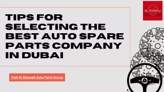 Tips for Selecting the Best Auto Spare Parts Company in Dubai