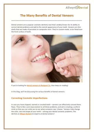 The Many Benefits of Dental