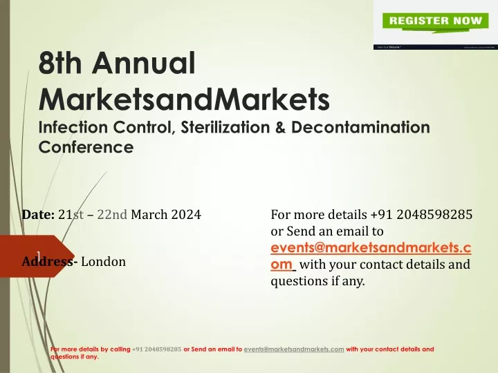 8th annual marketsandmarkets infection control sterilization decontamination conference