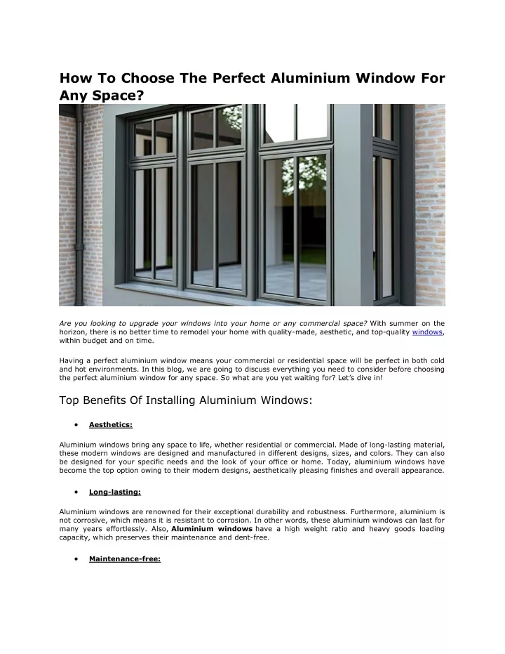 how to choose the perfect aluminium window