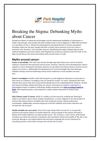 Breaking the Stigma: Debunking Myths about Cancer