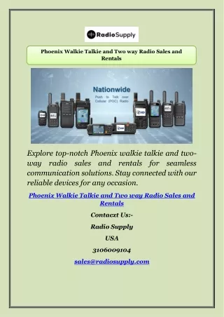 Phoenix Walkie Talkie and Two way Radio Sales and Rentals