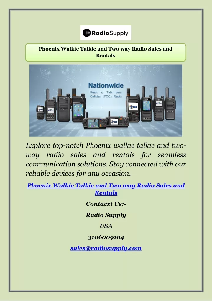 phoenix walkie talkie and two way radio sales