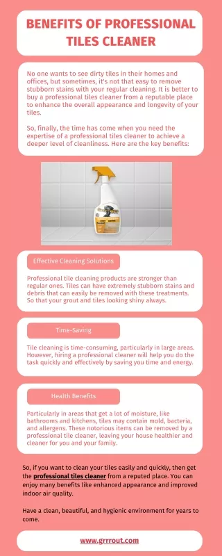 Benefits of Professional Tiles Cleaner