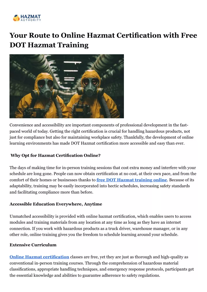 your route to online hazmat certification with