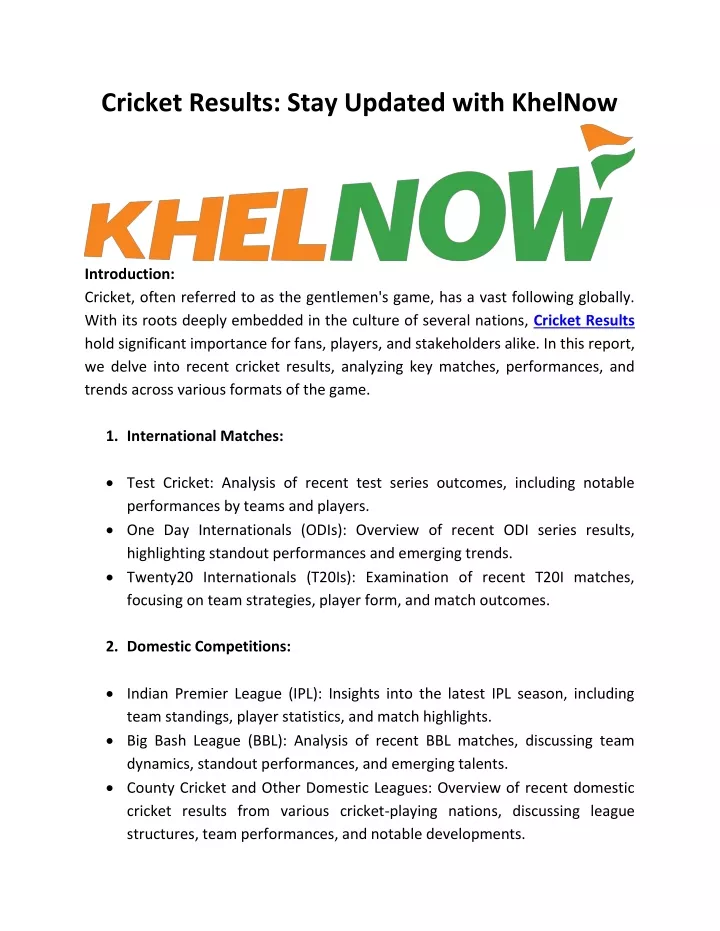 cricket results stay updated with khelnow