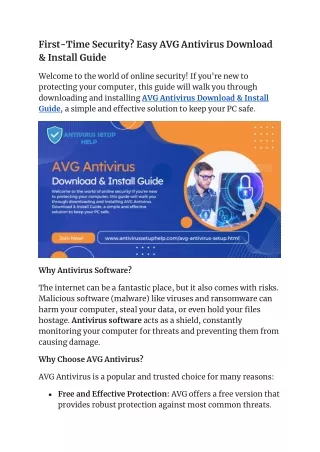 First-Time Security_ Easy AVG Antivirus Download & Install Guide