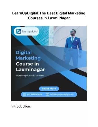 LearnUpDigital:The Best Digital Marketing Courses in Laxmi Nagar