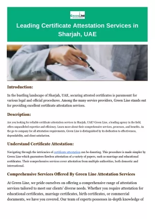 Leading Certificate Attestation Services in Sharjah, UAE