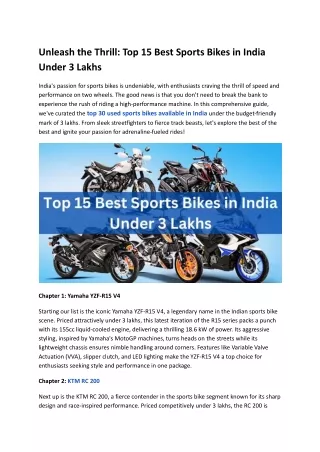 Top 15 Best Sports Bikes in India Under 3 Lakhs