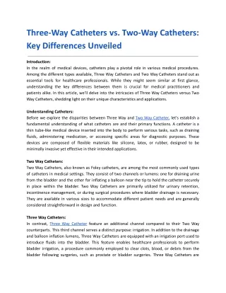 Three-Way Catheters vs. Two-Way Catheters_ Key Differences Unveiled