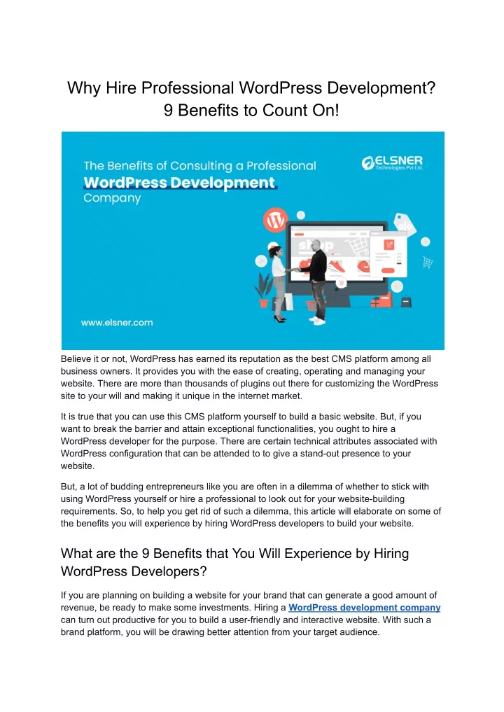 why hire professional wordpress development