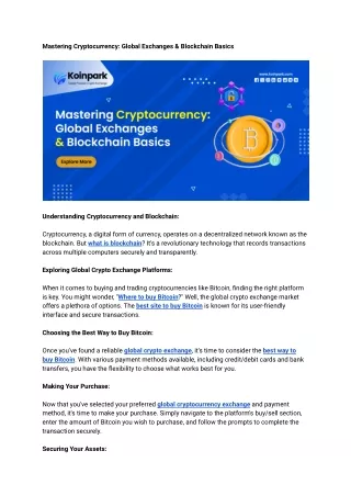 mastering cryptocurrency global exchanges
