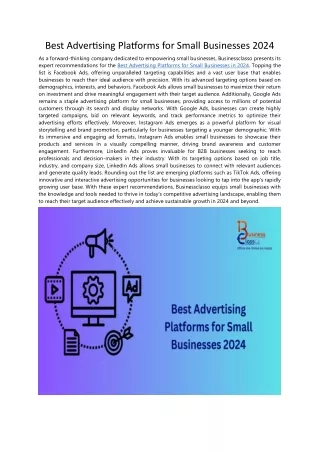 Best Advertising Platforms for Small Businesses 2024