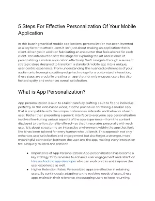 5 Steps For Effective Personalization Of Your Mobile Application
