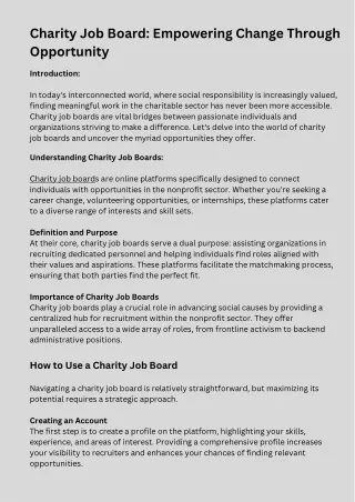 Charity Job Board Empowering Change Through Opportunity