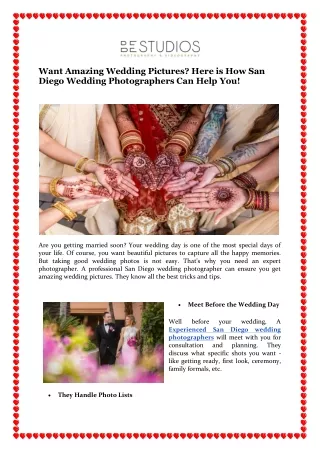 Want Amazing Wedding Pictures Here is How San Diego Wedding Photographers Can Help You!