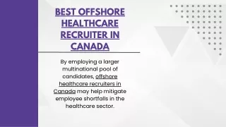 Best Offshore HealthCare Recruiter In Canada