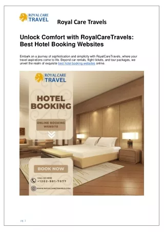 Unlock Comfort with RoyalCareTravels: Best Hotel Booking Websites