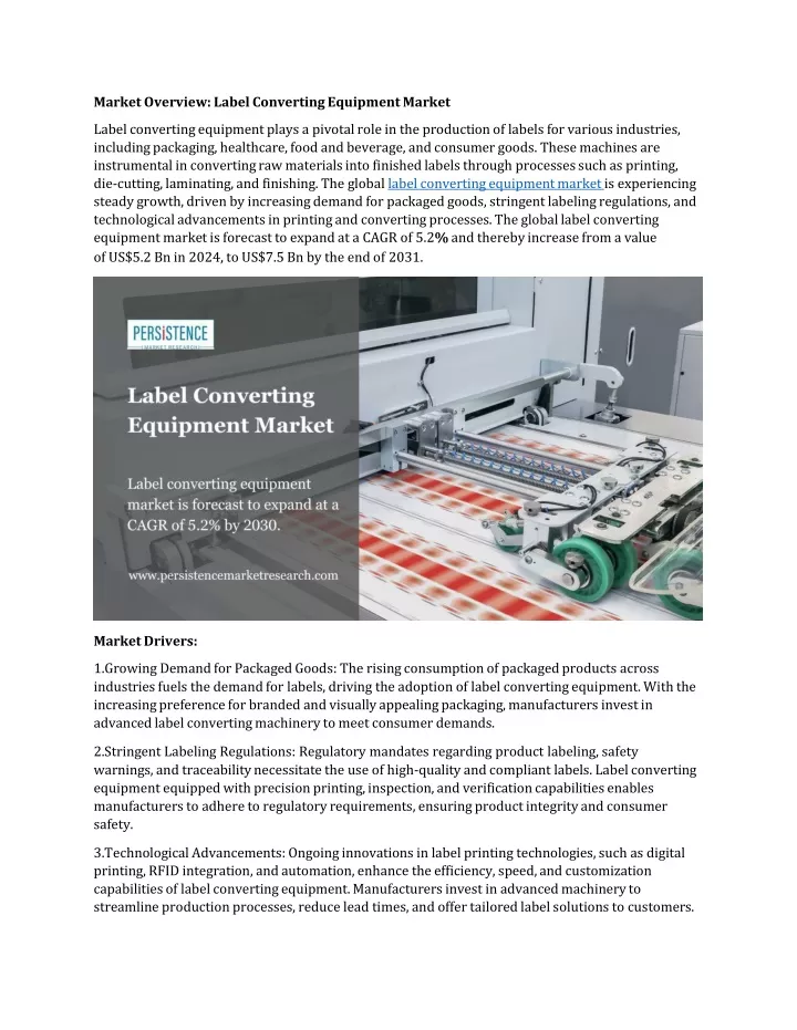 market overview label converting equipment market