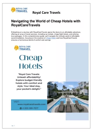 Navigating the World of Cheap Hotels with RoyalCareTravels